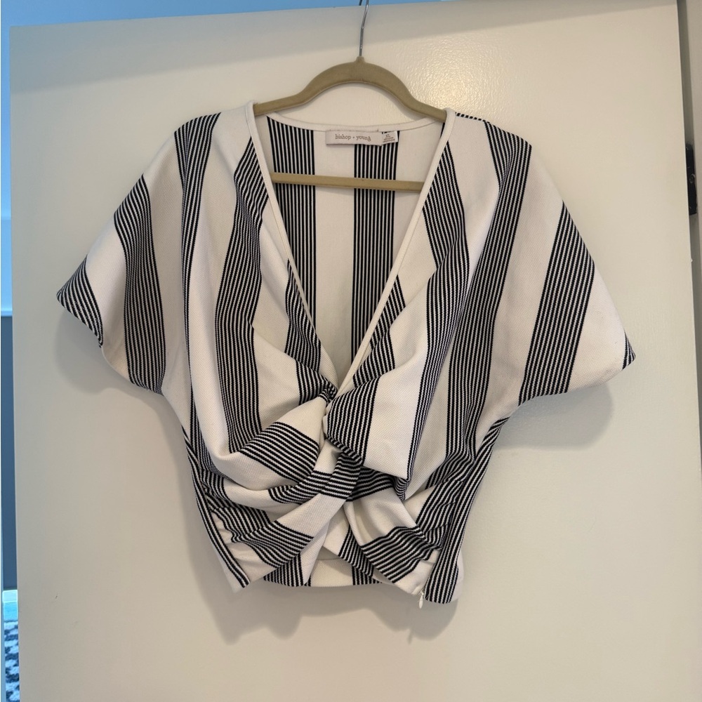 bishop + young Black and White Striped Blouse